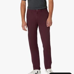Amazon Essentials Men's Burgundy Straight Chino Pants